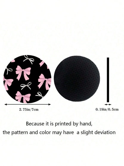 2pcs Bow Leopard Print Car Cup Holder Coasters, Non-Slip Shock-Absorbing Universal Fashion Car Cup Coasters, Interior Accessories, Party Gifts