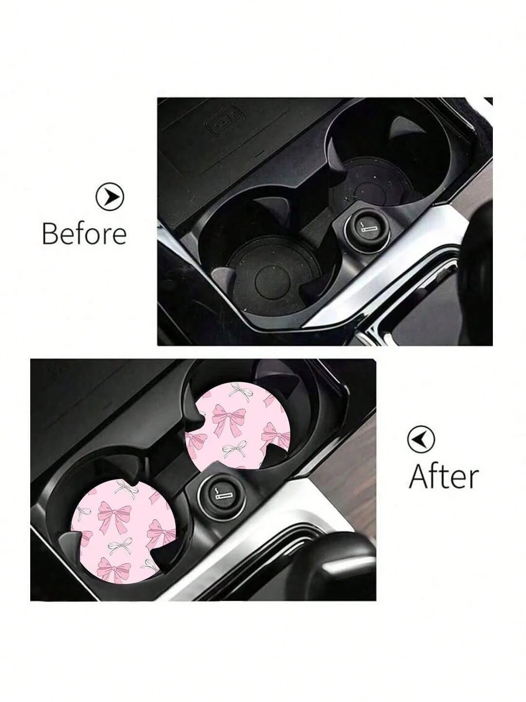 2pcs Bow Leopard Print Car Cup Holder Coasters, Non-Slip Shock-Absorbing Universal Fashion Car Cup Coasters, Interior Accessories, Party Gifts