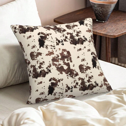 2PCS Brown Cow Print Square Pillow Cover, Western Country Cowhide Texture Sofa Pillow Cover, Suitable For Bedroom And Country Home Decor, Single-Sided Without Pillow Insert
