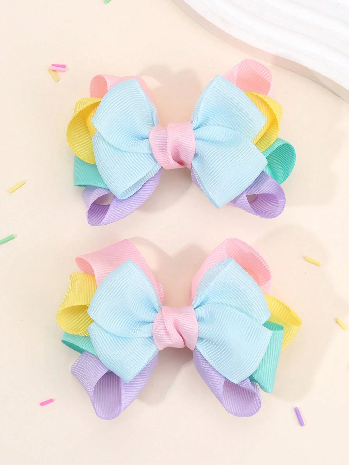 2pcs Candy Color Hair Clips, Suitable For Girls, Cute Bow Hair Clips, Pink Purple Satin Ribbon Alligator Clips, Colorful Bow Hairpins, Spring Summer Hair Accessories, Children Baby Hair Accessories