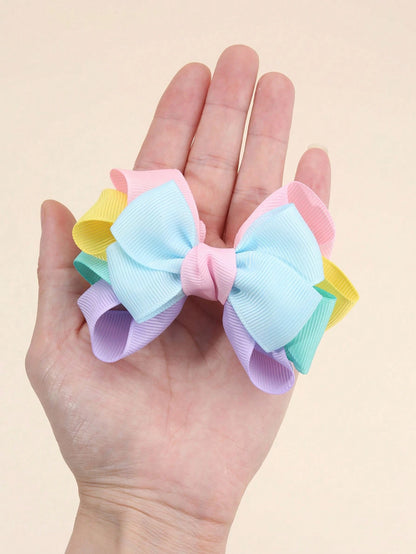 2pcs Candy Color Hair Clips, Suitable For Girls, Cute Bow Hair Clips, Pink Purple Satin Ribbon Alligator Clips, Colorful Bow Hairpins, Spring Summer Hair Accessories, Children Baby Hair Accessories