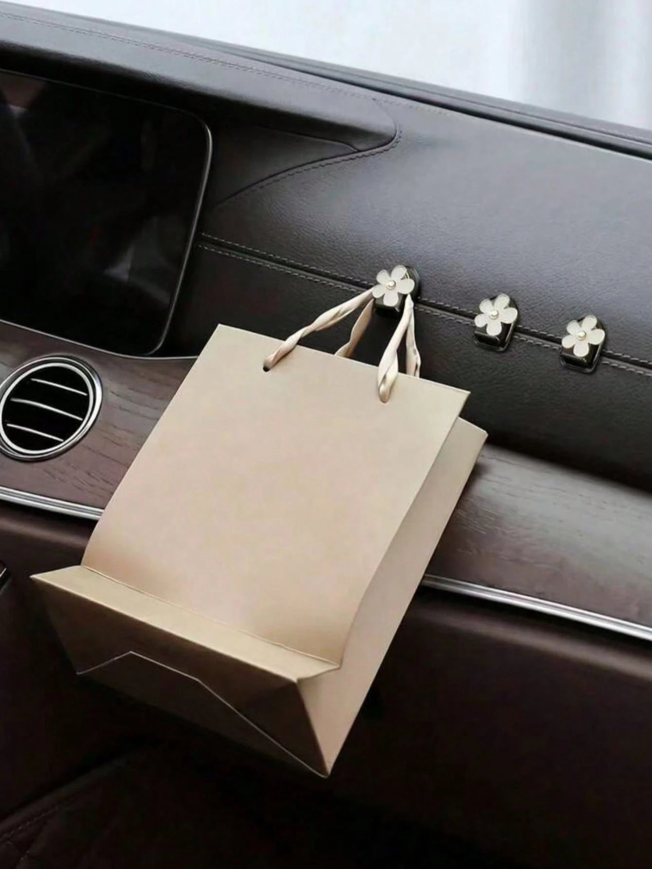 2Pcs Car Adhesive Mini Hooks, Flower Shaped Car Storage Hooks For Dashboard Storage And Home Use, Suitable For Hanging Bags, Keys, And Other Interior Decorative Accessories