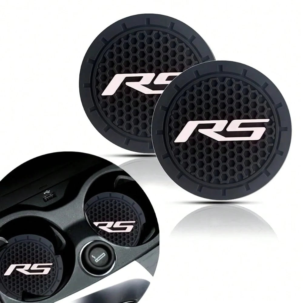 2Pcs Car Cup Holder Coaster For Camaro RS Accessories Auto Anti Slip Cup Holder Insert Coaster Car Interior Accessories (RS White)