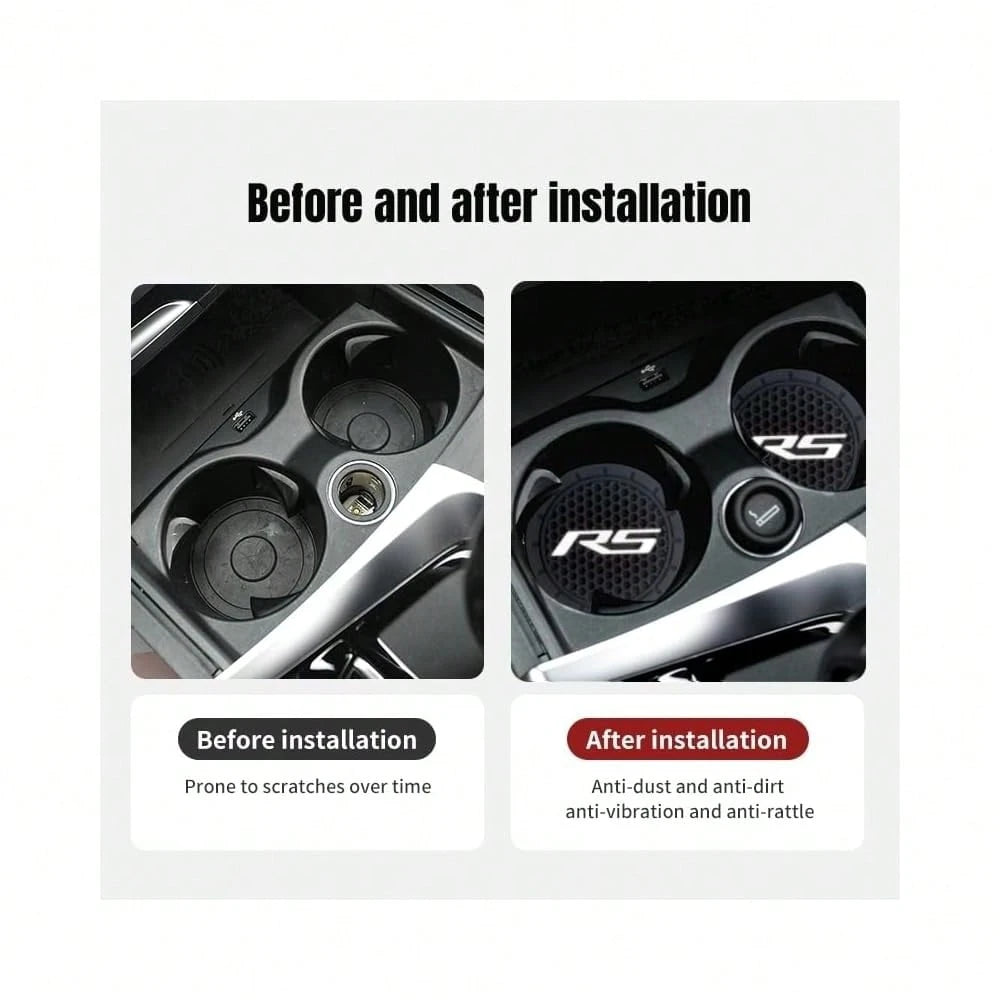 2Pcs Car Cup Holder Coaster For Camaro RS Accessories Auto Anti Slip Cup Holder Insert Coaster Car Interior Accessories (RS White)