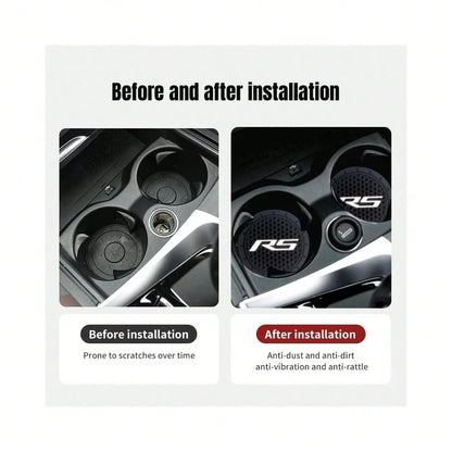 2Pcs Car Cup Holder Coaster For Camaro RS Accessories Auto Anti Slip Cup Holder Insert Coaster Car Interior Accessories (RS White)