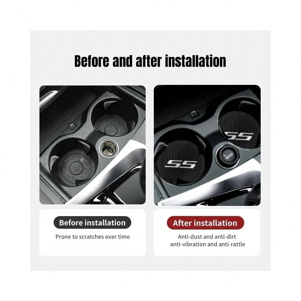 2Pcs Car Cup Holder Coaster For Camaro RS Accessories Auto Anti Slip Cup Holder Insert Coaster Car Interior Accessories (RS White)