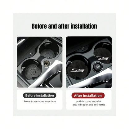 2Pcs Car Cup Holder Coaster For Camaro RS Accessories Auto Anti Slip Cup Holder Insert Coaster Car Interior Accessories (RS White)