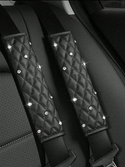 2pcs Car Diamond Shoulder Protector Pads, Leather Car Anti-Pinch Protection Covers
