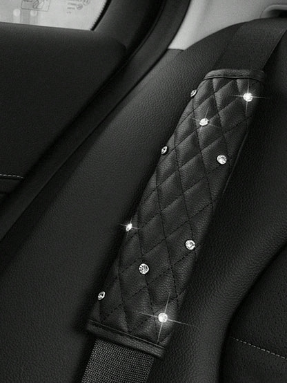2pcs Car Diamond Shoulder Protector Pads, Leather Car Anti-Pinch Protection Covers