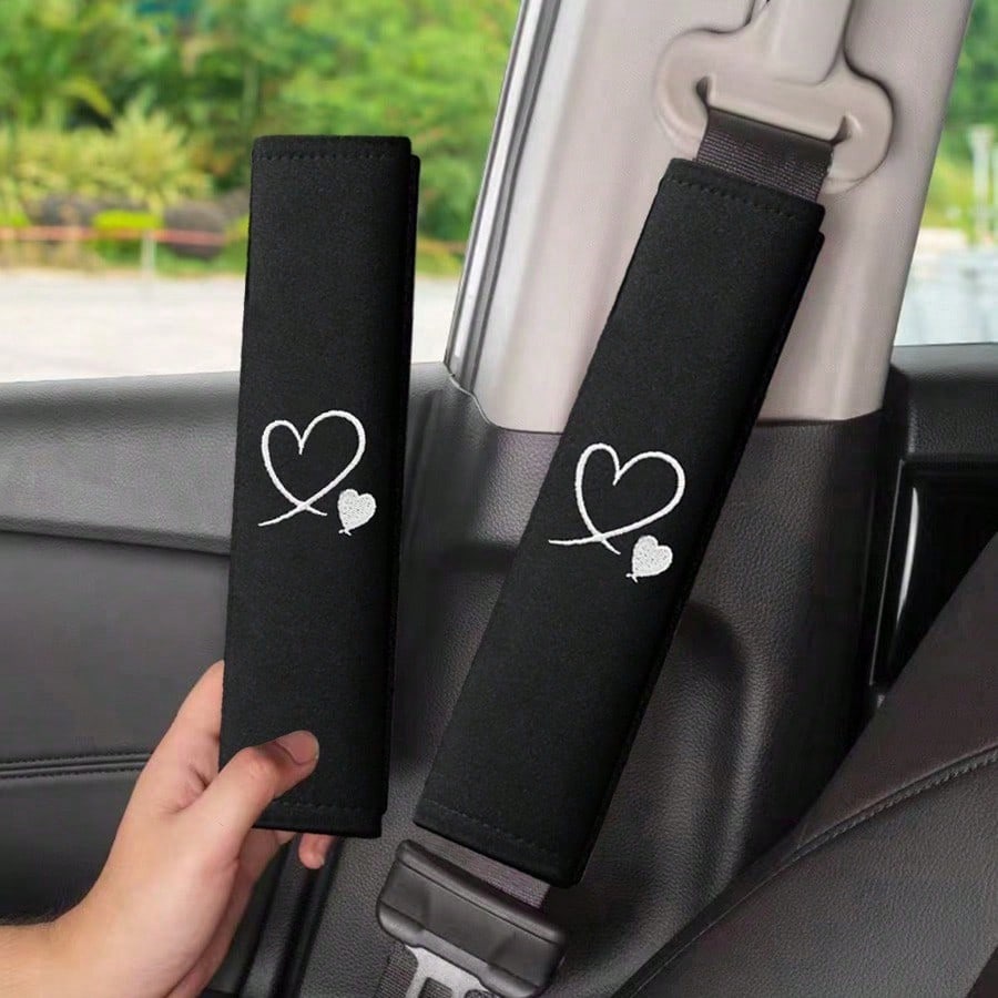 2pcs Car Embroidered Shoulder Pad Protector Seat Belt Shoulder Cover