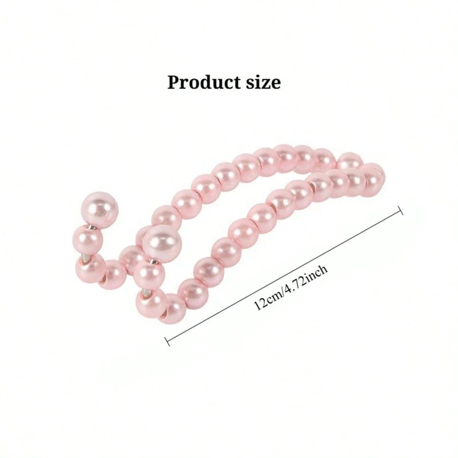 2pcs Car Headrest Hooks With Faux Pearl Beads, Multifunctional Car Backseat Hangers For Purse, Grocery Bags