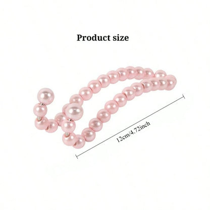 2pcs Car Headrest Hooks With Faux Pearl Beads, Multifunctional Car Backseat Hangers For Purse, Grocery Bags