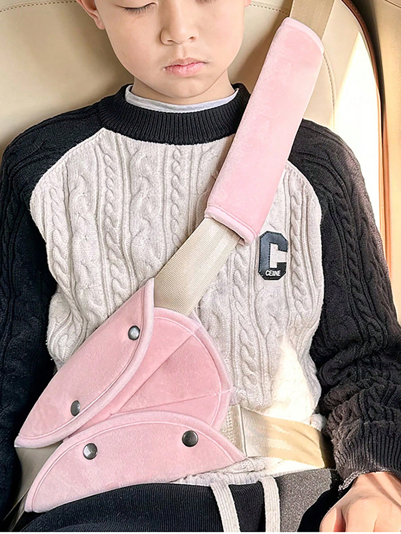 2pcs Car Safety Belt Shoulder Pads Set, Children Car Seat Neck Protection Pads, Plush Cartoon Comfortable Car Shoulder Covers
