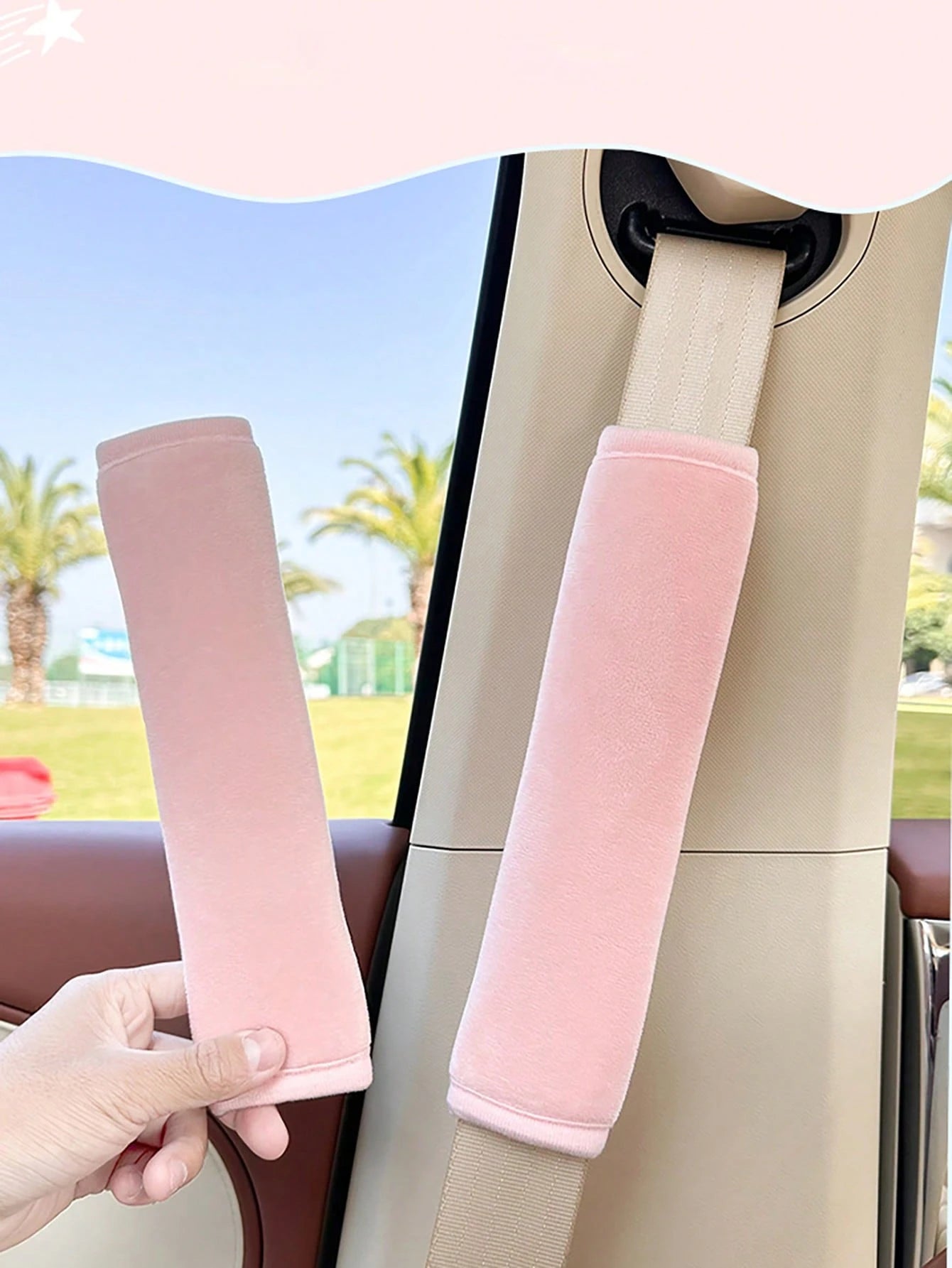 2pcs Car Safety Belt Shoulder Pads Set, Children Car Seat Neck Protection Pads, Plush Cartoon Comfortable Car Shoulder Covers