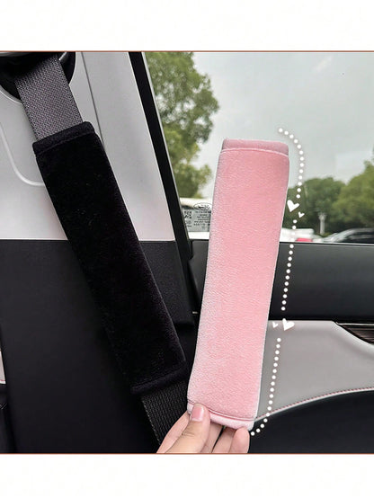 2pcs Car Safety Belt Shoulder Pads Set, Children Car Seat Neck Protection Pads, Plush Cartoon Comfortable Car Shoulder Covers