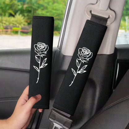 2pcs Car Seat Belt Covers, Embroidered Shoulder Pads, Soft & Breathable, Universal Car Safety Belt Shoulder Pads For Driver And Passenger, Auto Interior Accessories
