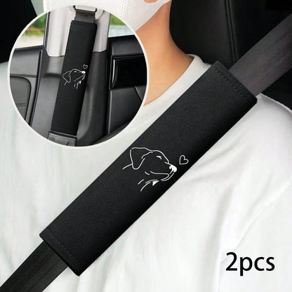 2pcs Car Seat Belt Covers, Embroidered Shoulder Pads, Soft & Breathable, Universal Car Safety Belt Shoulder Pads For Driver And Passenger, Auto Interior Accessories