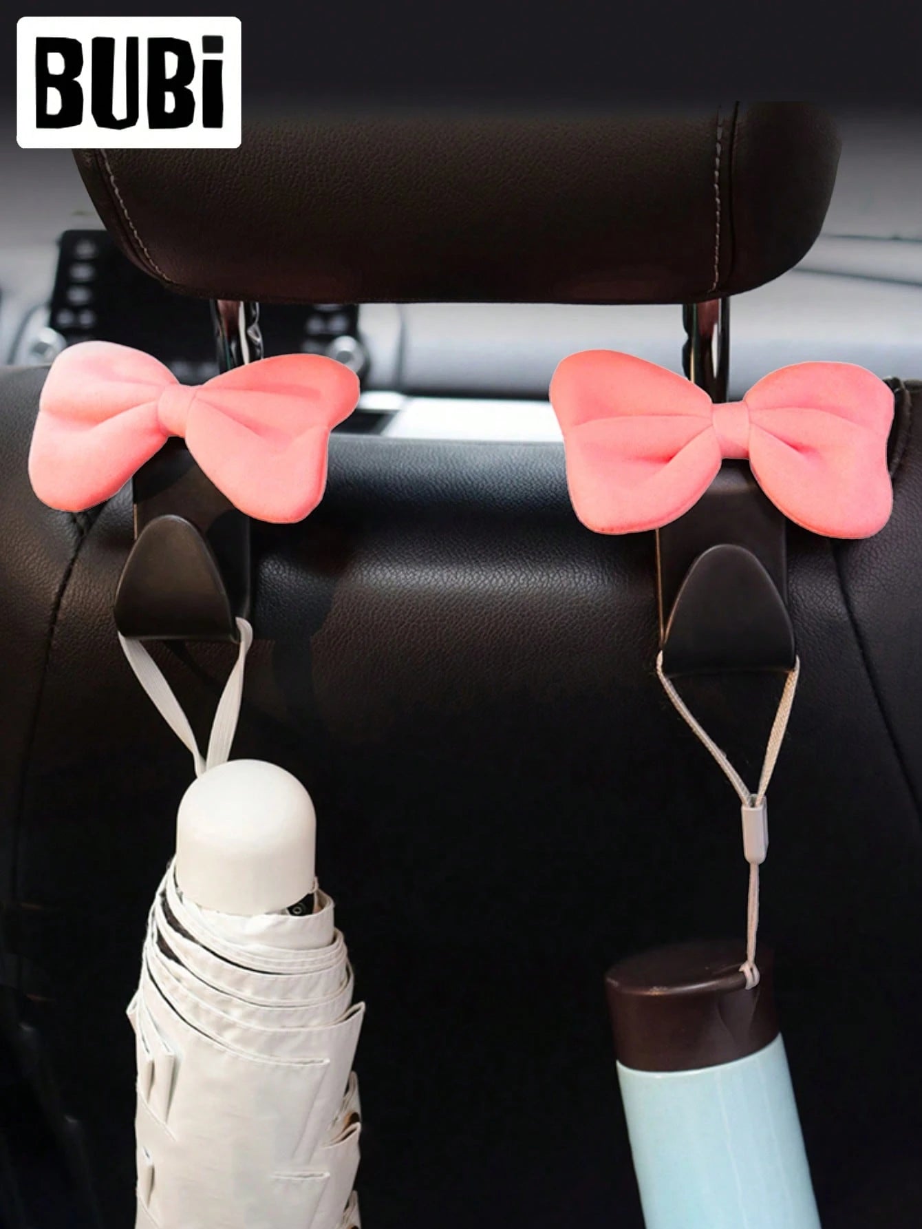 2pcs Cute Bowknot Car Seat Hooks, Pink & Red, Multifunctional Seat Back Storage Organizer Hooks, Suitable For Women, Car Accessories