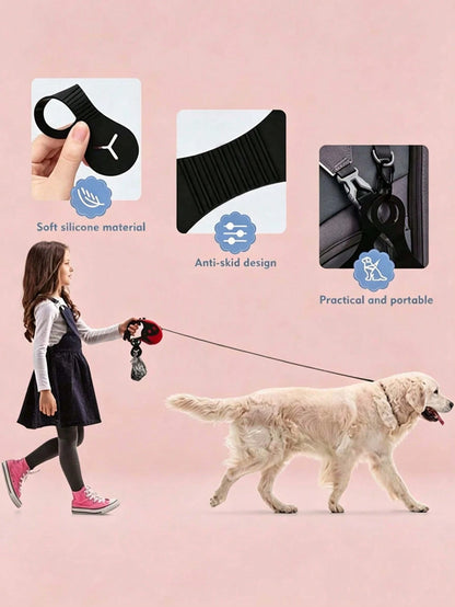 2pcs Cute Pet Dog Poop Bag With Silicone Black Handle, Poop Bag Set, Watermelon Heart Pattern, Collar Gato, Collar Perro, Multi-Color High Quality Garbage Bag Storage Bag, (Not Including Belt And Garb