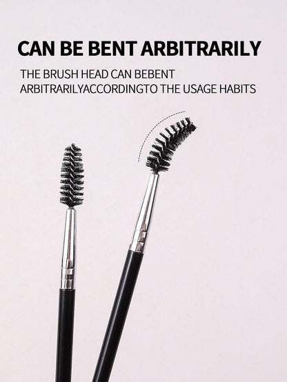 2pcs Double-Ended Spiral Eyebrow Brush, Lash Comb Brush, Angled Brow Brush, Flat Eyeliner Brush, Detailed Makeup Brush, Multi-Use Cosmetic Tools For Beginners, Portable, Eyebrow Brush, Eyeshadow Brush