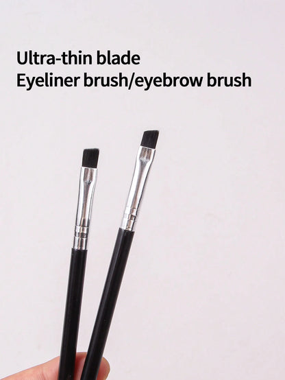 2pcs Double-Ended Spiral Eyebrow Brush, Lash Comb Brush, Angled Brow Brush, Flat Eyeliner Brush, Detailed Makeup Brush, Multi-Use Cosmetic Tools For Beginners, Portable, Eyebrow Brush, Eyeshadow Brush
