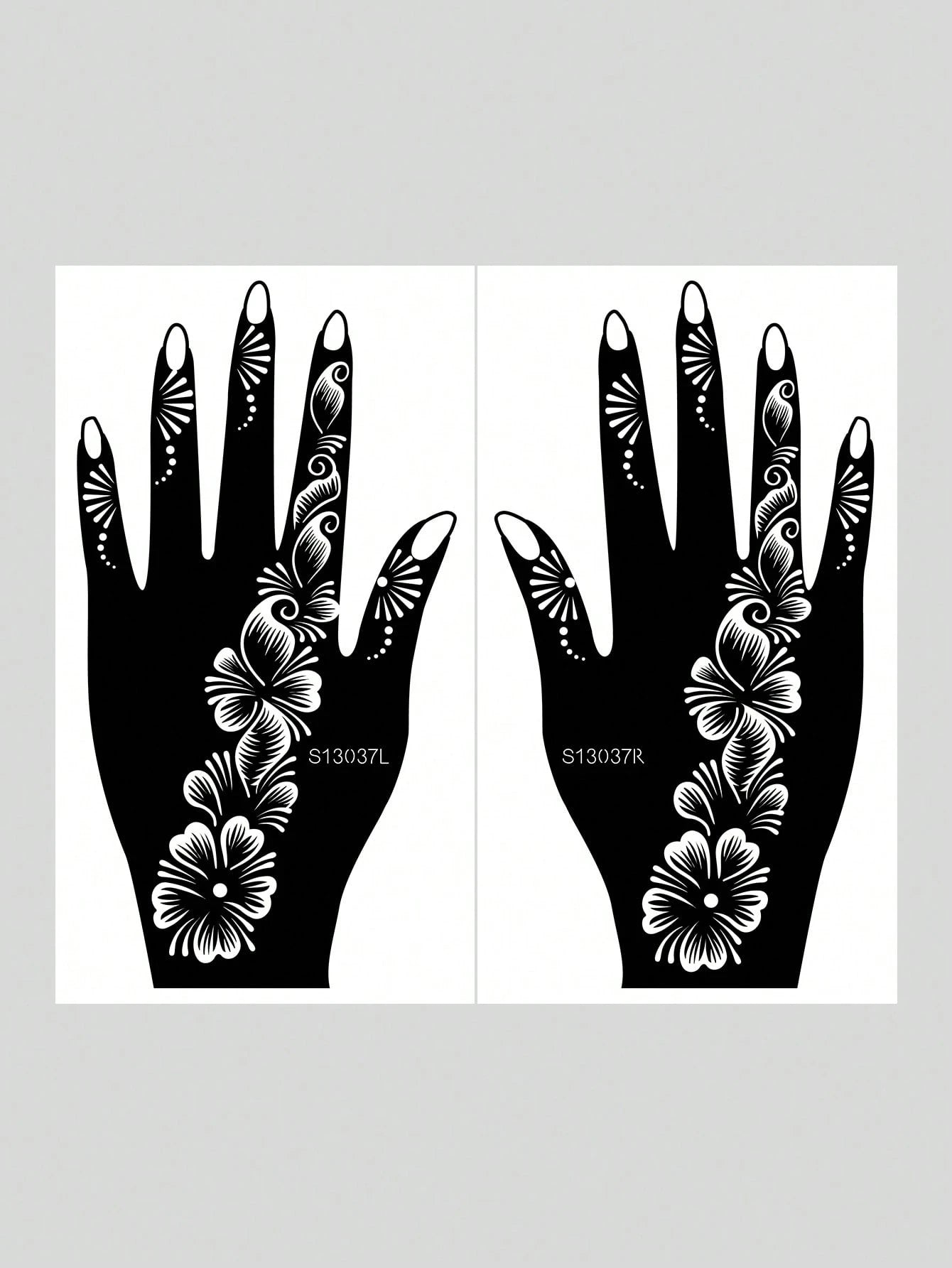2pcs Hand Flower Henna Stencil Hollow Out Tattoo Stickers,Tattoo Stencil