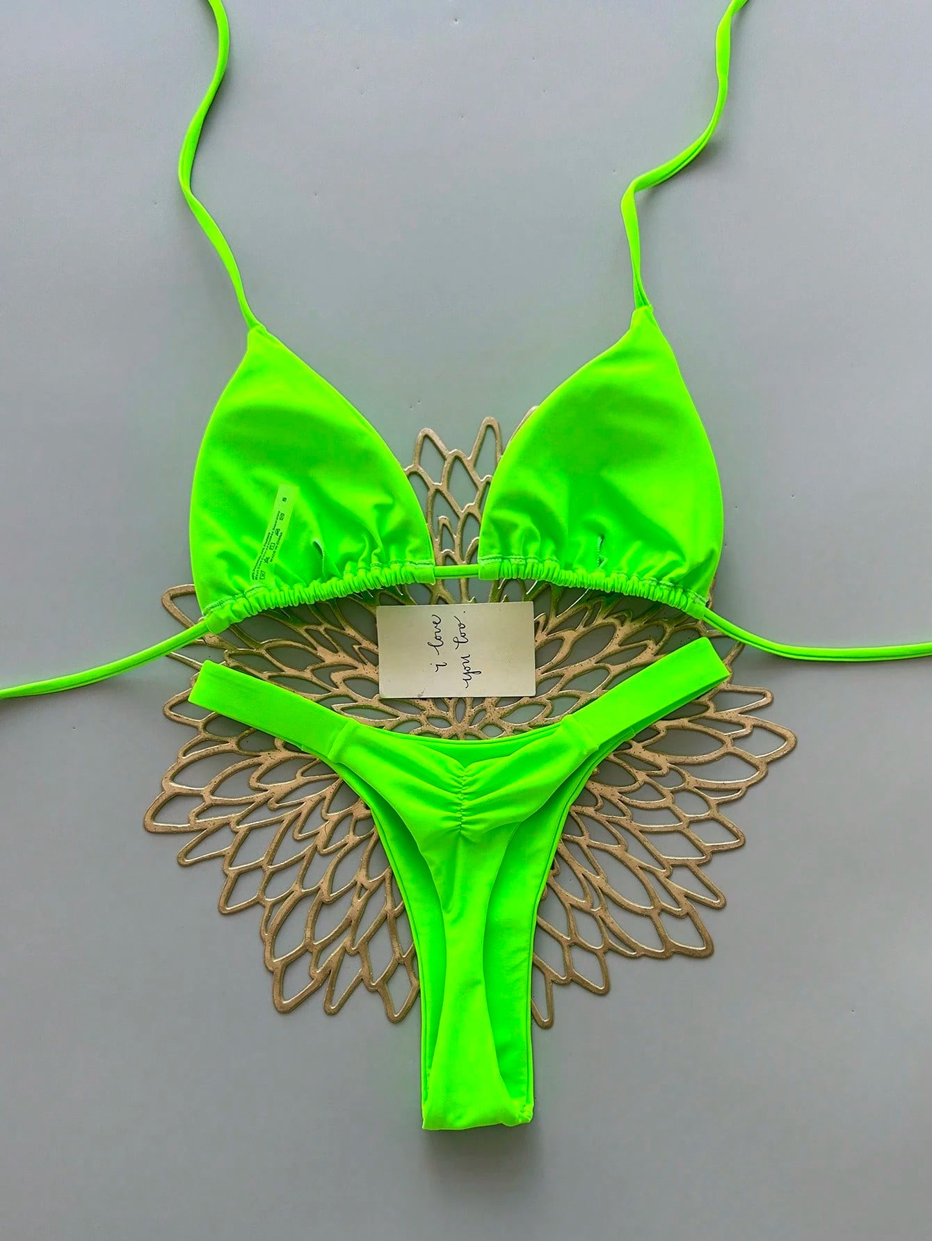 2pcs Heart Beach Casual Cute Elegant Sexy Bohemian Braided Lace-Up Bikini Swimsuit For Beach Vacation Spring Summer