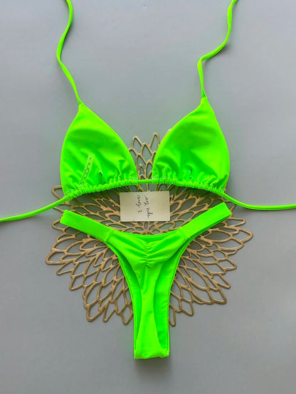 2pcs Heart Beach Casual Cute Elegant Sexy Bohemian Braided Lace-Up Bikini Swimsuit For Beach Vacation Spring Summer