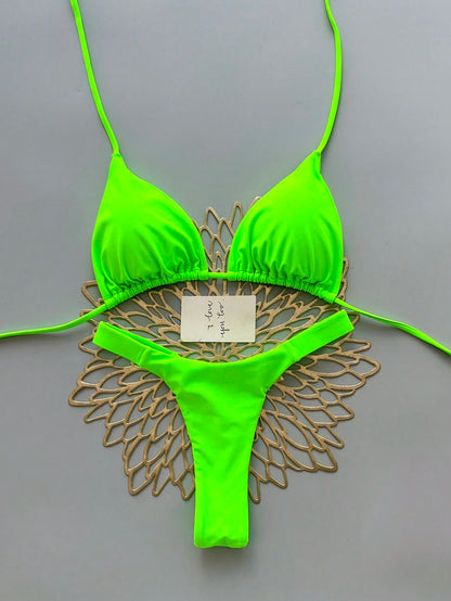 2pcs Heart Beach Casual Cute Elegant Sexy Bohemian Braided Lace-Up Bikini Swimsuit For Beach Vacation Spring Summer
