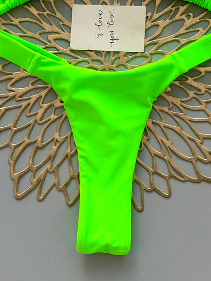 2pcs Heart Beach Casual Cute Elegant Sexy Bohemian Braided Lace-Up Bikini Swimsuit For Beach Vacation Spring Summer