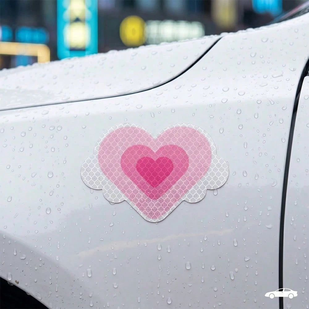 2pcs Heart-Shaped Reflective Stickers, Car Body Decor Stickers