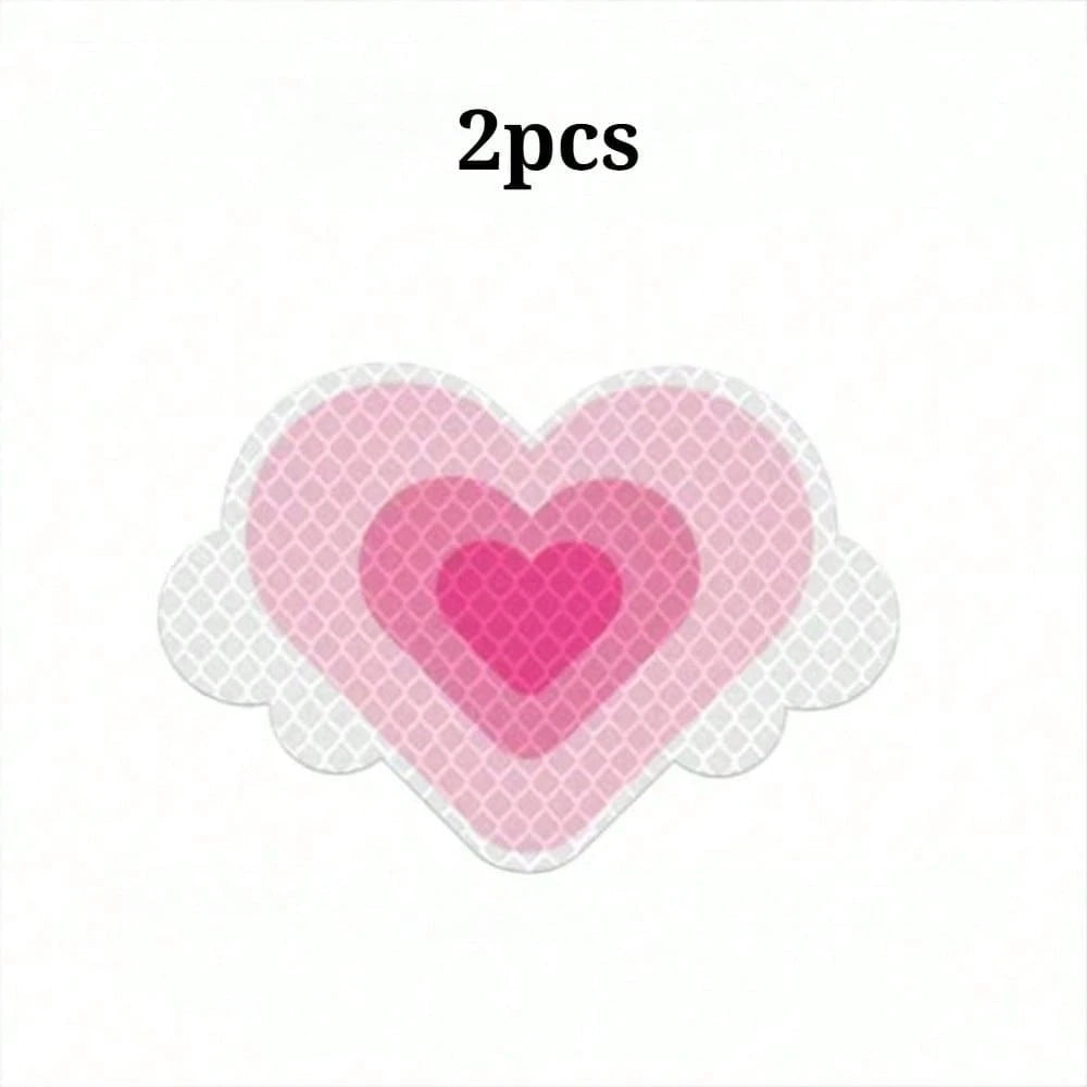 2pcs Heart-Shaped Reflective Stickers, Car Body Decor Stickers