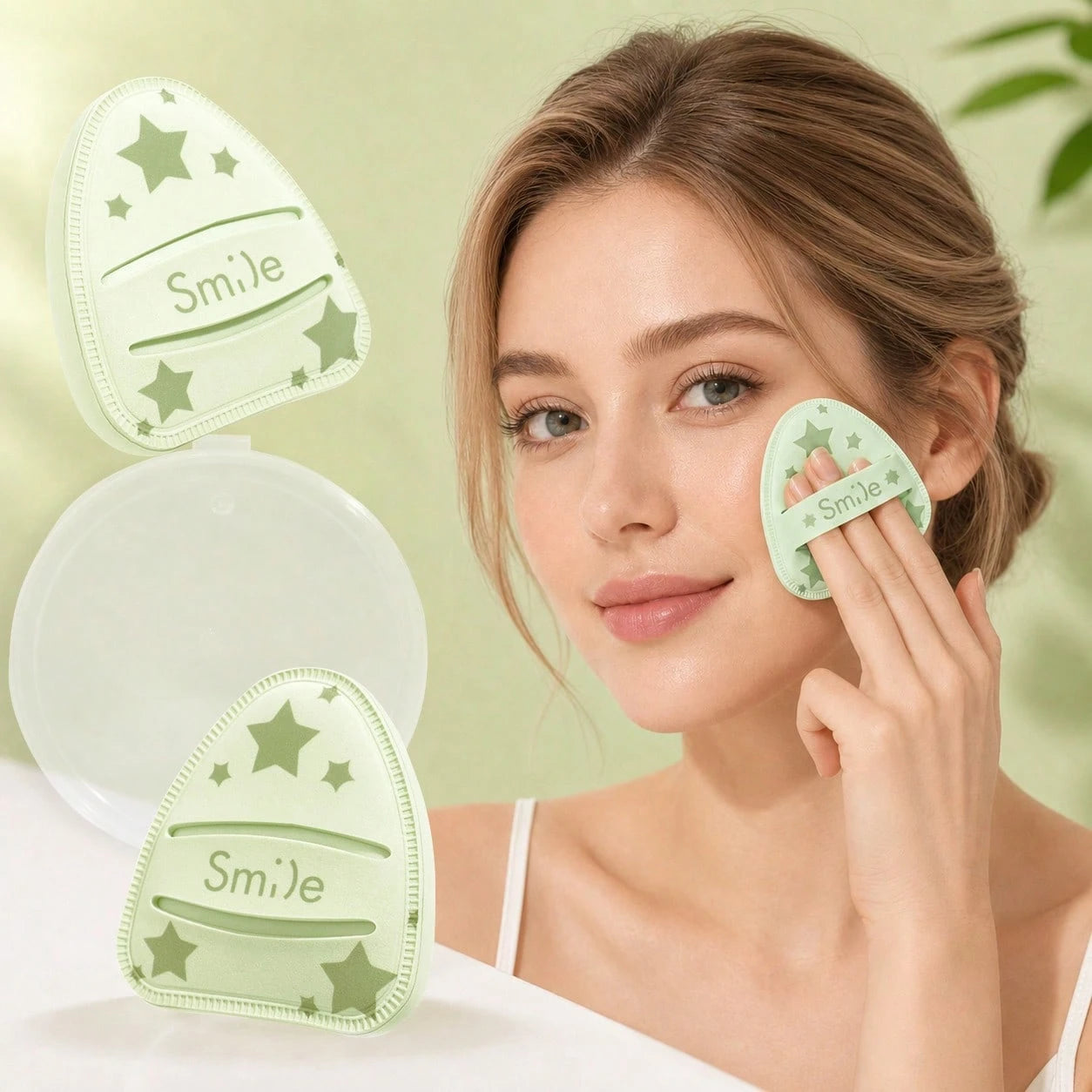 2pcs Large Matcha Green Cotton Candy Powder Puff With Box, Soft And Fluffy Non-Absorbent Non-Foundation-Eating Powder Puff, Daily Makeup, Face Painting, Cosmetics, Suitable For Women, Perfect As Birth