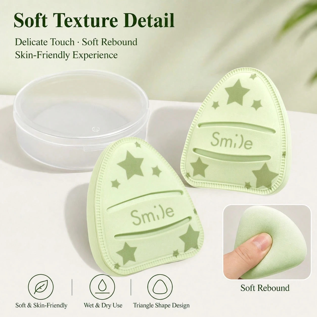 2pcs Large Matcha Green Cotton Candy Powder Puff With Box, Soft And Fluffy Non-Absorbent Non-Foundation-Eating Powder Puff, Daily Makeup, Face Painting, Cosmetics, Suitable For Women, Perfect As Birth