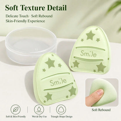 2pcs Large Matcha Green Cotton Candy Powder Puff With Box, Soft And Fluffy Non-Absorbent Non-Foundation-Eating Powder Puff, Daily Makeup, Face Painting, Cosmetics, Suitable For Women, Perfect As Birth