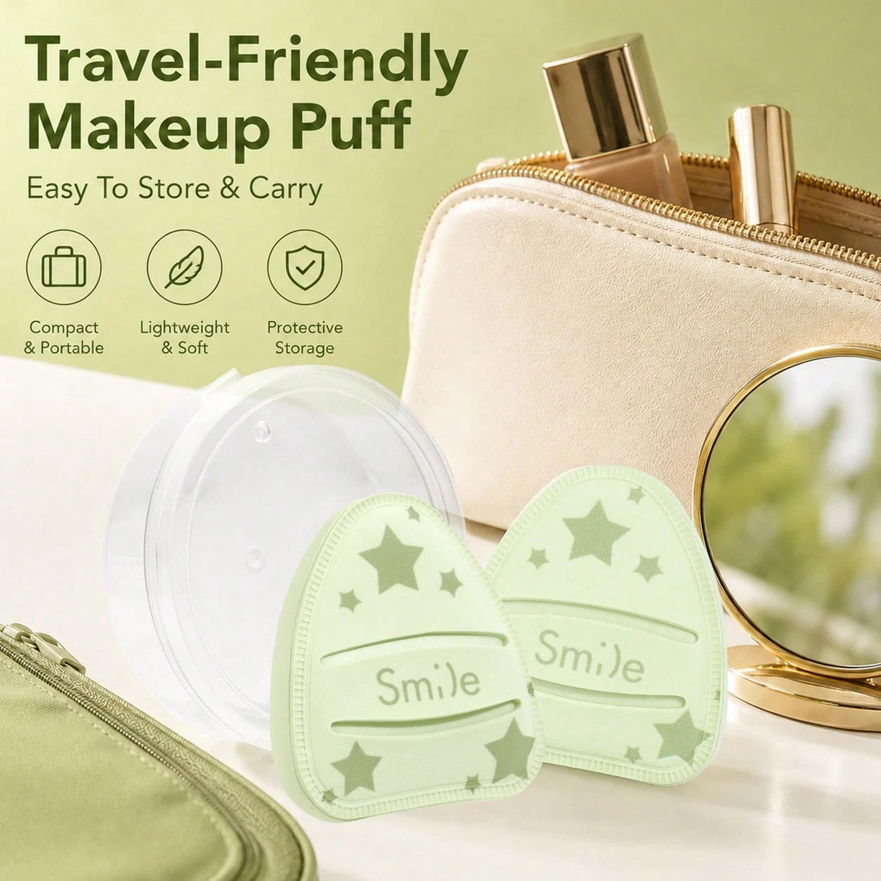 2pcs Large Matcha Green Cotton Candy Powder Puff With Box, Soft And Fluffy Non-Absorbent Non-Foundation-Eating Powder Puff, Daily Makeup, Face Painting, Cosmetics, Suitable For Women, Perfect As Birth