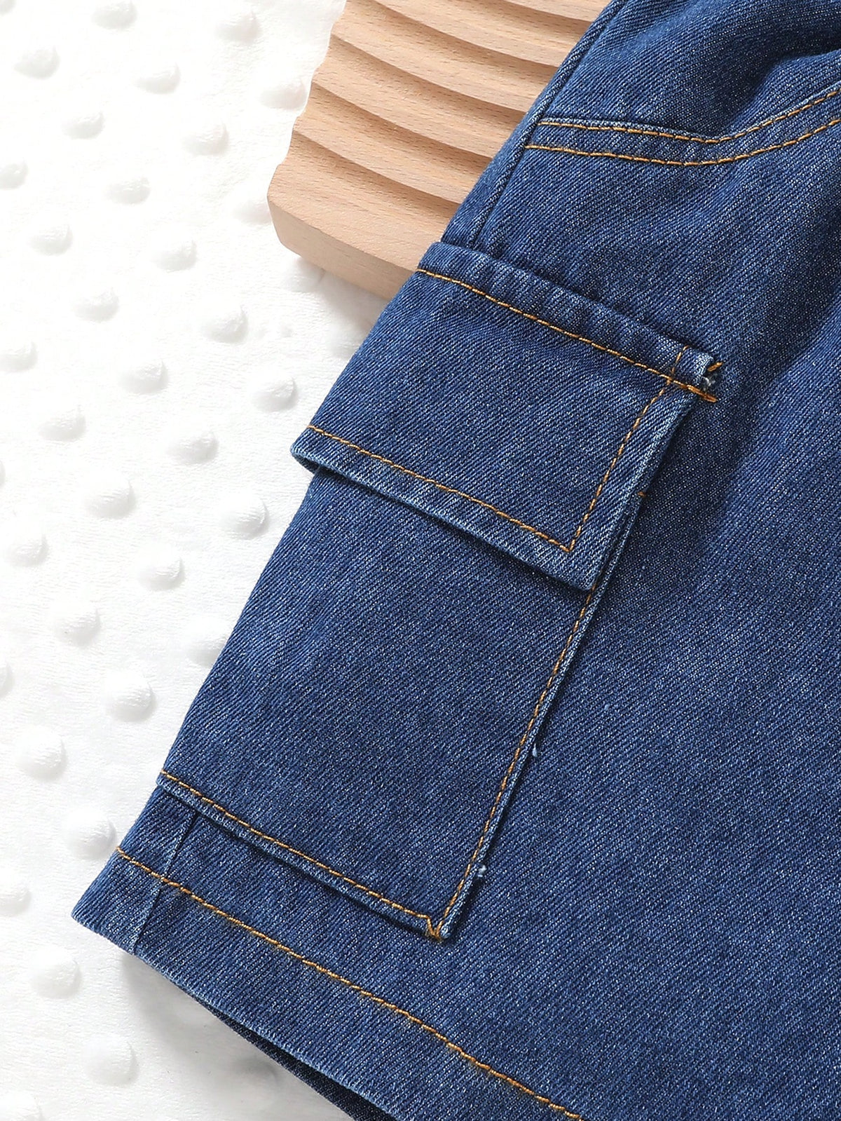 2pcs, Little Boy, Soft And Comfortable, Casual Fashion Cute, Side Pocket Cargo Denim Sports Shorts, Boys Shorts, Boys Clothing, Denim Shorts, Suitable For Daily Wear, Vacation, Party, Outdoor Activiti
