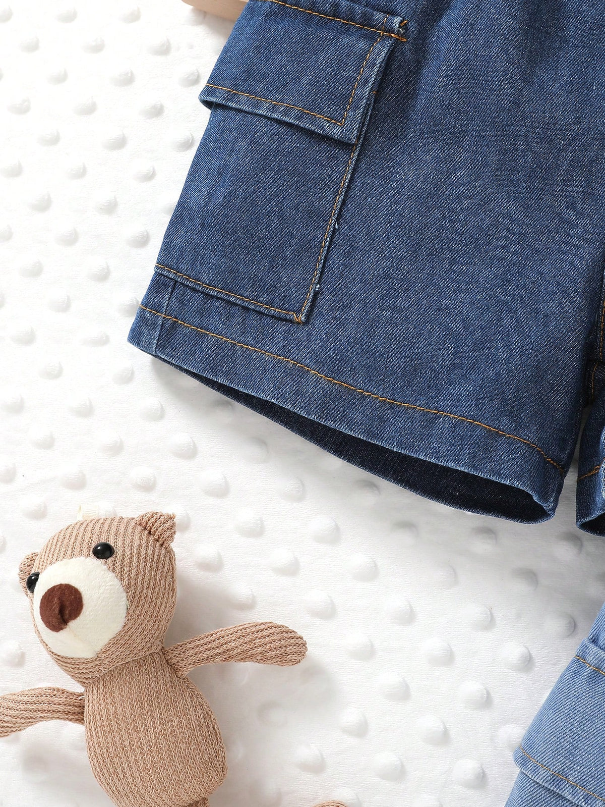 2pcs, Little Boy, Soft And Comfortable, Casual Fashion Cute, Side Pocket Cargo Denim Sports Shorts, Boys Shorts, Boys Clothing, Denim Shorts, Suitable For Daily Wear, Vacation, Party, Outdoor Activiti