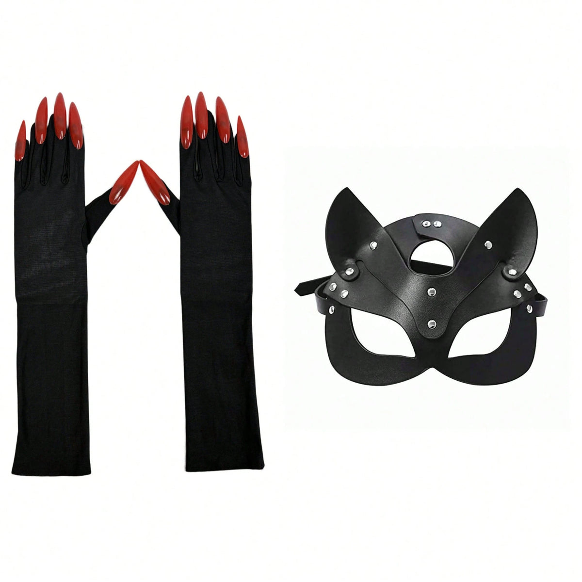 2PCS Masquerade Full Costume Accessories, Fox Mask With Claw Long Gloves, 3D Cut Tailored To Fit Face Contours, Elastic Straps Fit Various Head And Arm Sizes, Halloween Party, New Year's Eve Party, Va