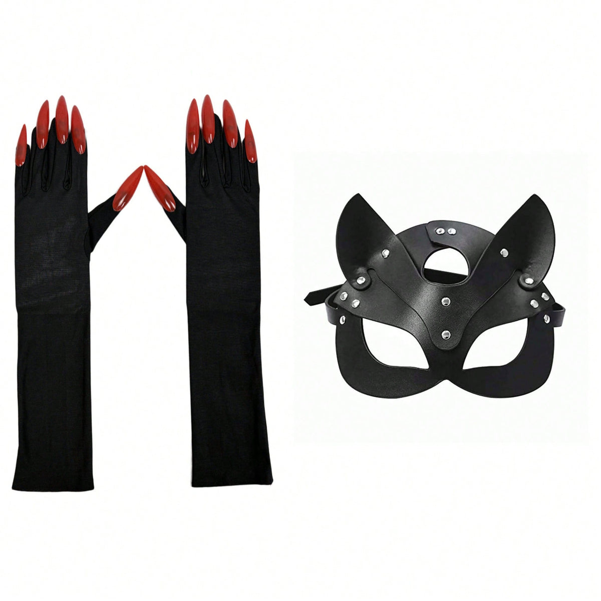 2PCS Masquerade Full Costume Accessories, Fox Mask With Claw Long Gloves, 3D Cut Tailored To Fit Face Contours, Elastic Straps Fit Various Head And Arm Sizes, Halloween Party, New Year's Eve Party, Va