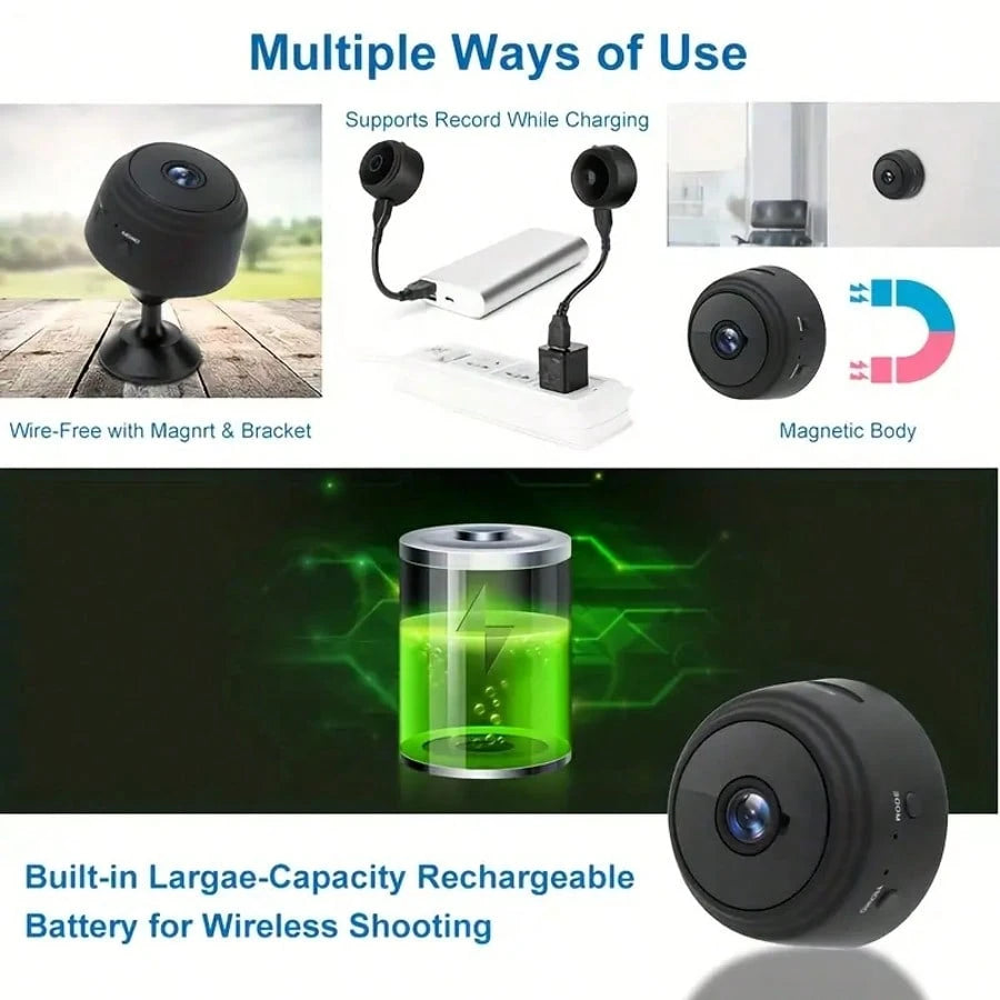 2pcs Mini Camera, High-Definition Hidden Wireless Camera With Bracket, Supporting WIFI Connection, Can Be Controlled By Mobile Application For Viewing And Monitoring, Suitable For Living Room, Office