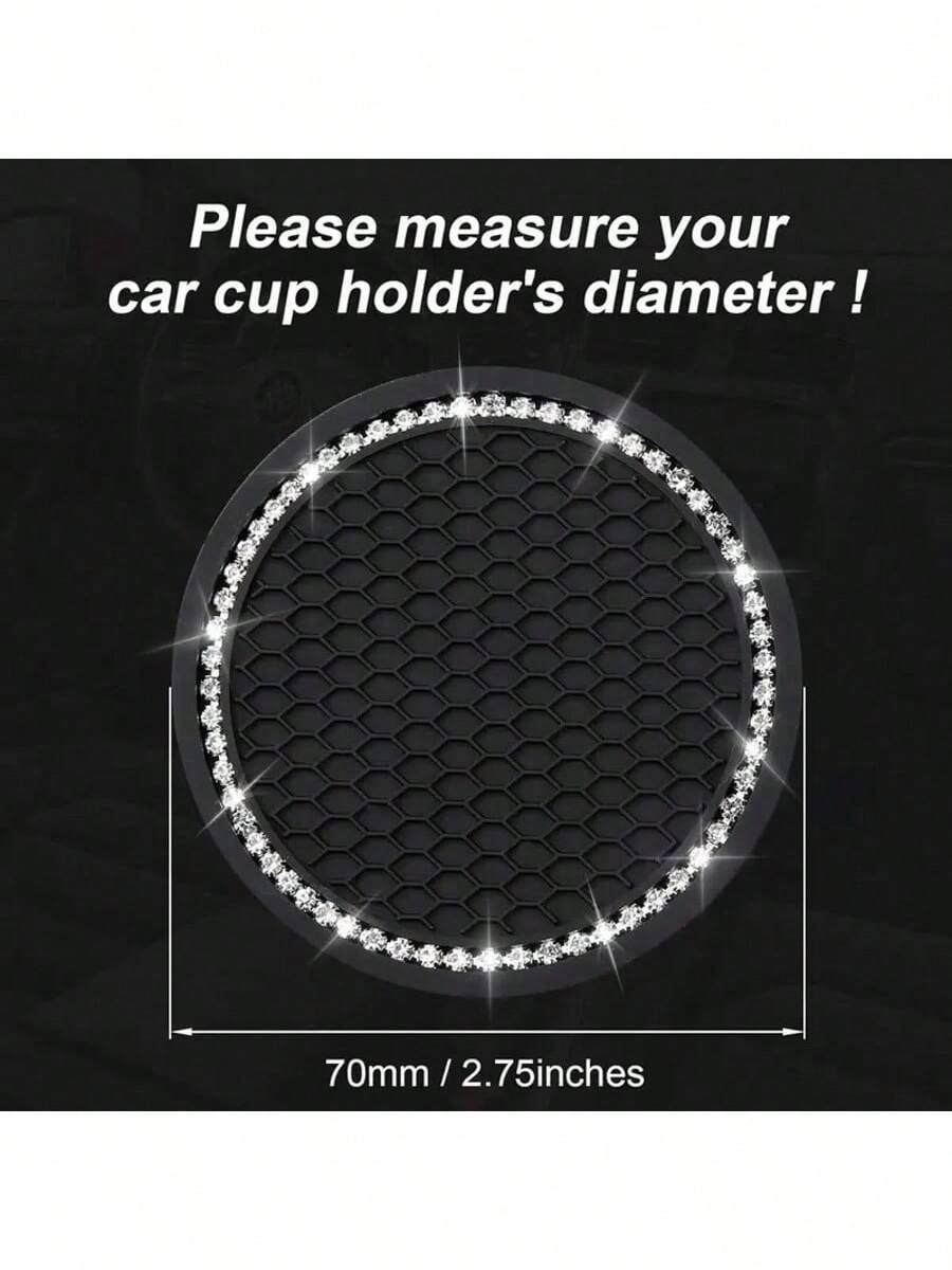 2pcs Multicolor Sparkling Car Cup Holders, Universal Vehicle Cup Holder Inserts, 2.75 Inch Rhinestone Anti-Slip Silicone Car Accessories, Fit Most Car Models