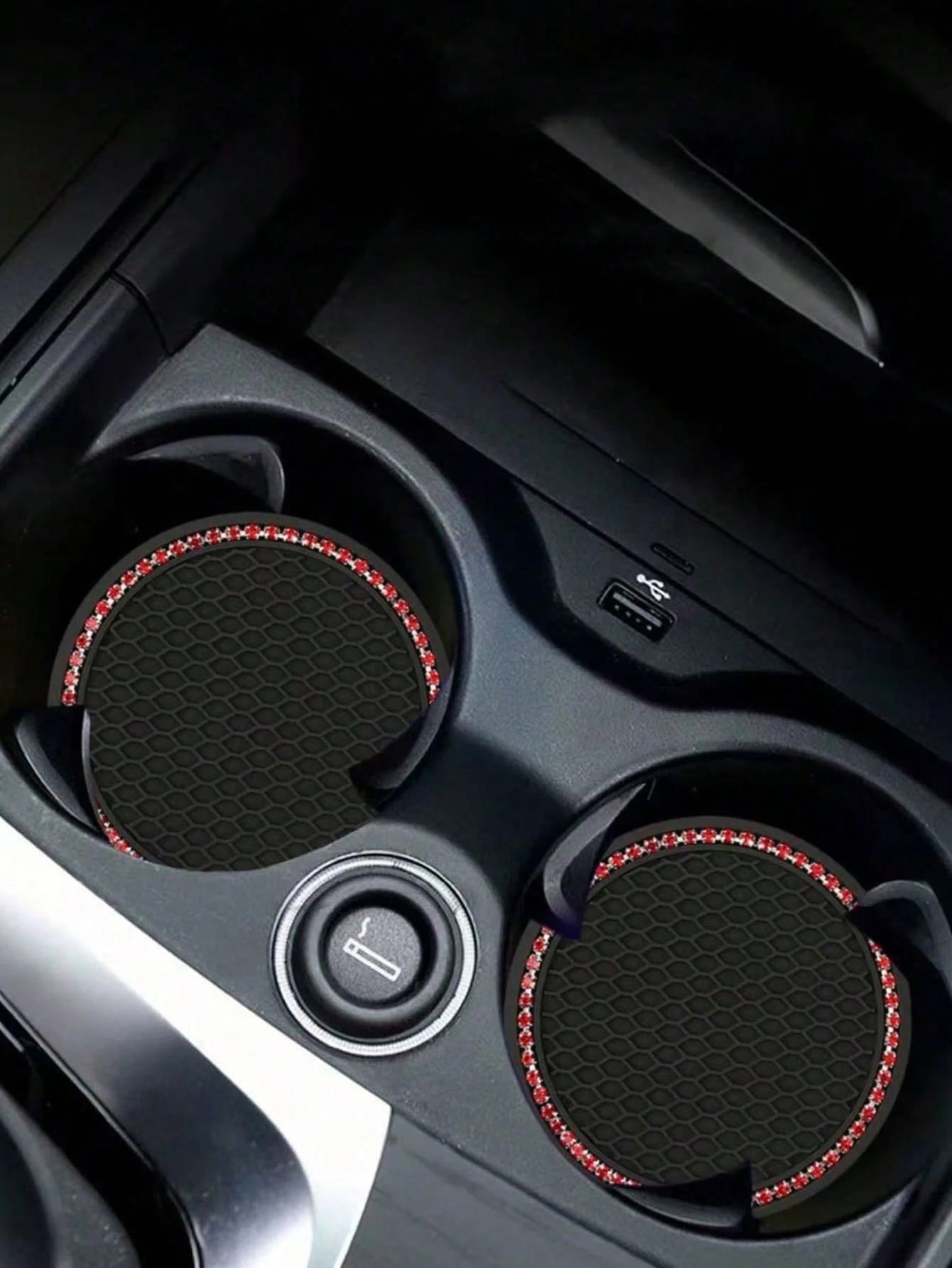 2pcs Multicolor Sparkling Car Cup Holders, Universal Vehicle Cup Holder Inserts, 2.75 Inch Rhinestone Anti-Slip Silicone Car Accessories, Fit Most Car Models