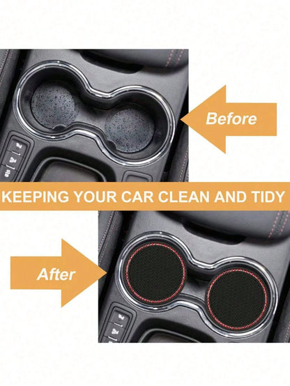 2pcs Multicolor Sparkling Car Cup Holders, Universal Vehicle Cup Holder Inserts, 2.75 Inch Rhinestone Anti-Slip Silicone Car Accessories, Fit Most Car Models