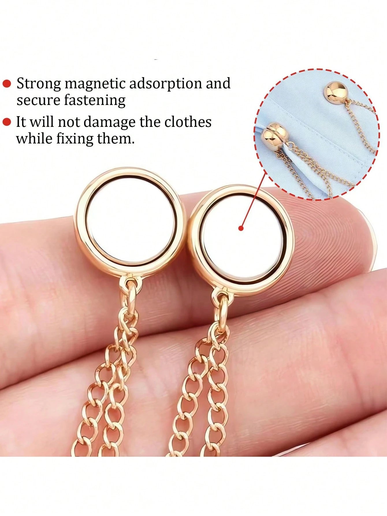 2pcs Multifunctional Magnetic Clothespin, New Magnetic Clothespin, Powerful Turban Magnet With Chain, Shirt Clip Clothespin, Women's Dress Fashion Accessory For Tightening T-Shirt Hems, Collar Hems An