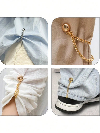 2pcs Multifunctional Magnetic Clothespin, New Magnetic Clothespin, Powerful Turban Magnet With Chain, Shirt Clip Clothespin, Women's Dress Fashion Accessory For Tightening T-Shirt Hems, Collar Hems An