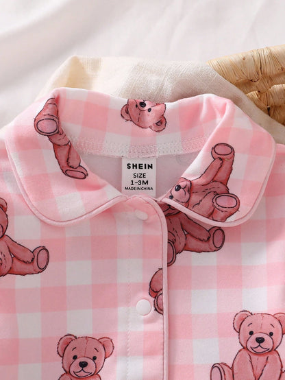 2pcs Newborn Baby Girls' Cute Bow Pattern Long Sleeve Top And Pants Casual Comfortable Pajama Set Newborn Cute Pj Set Fall Winter
