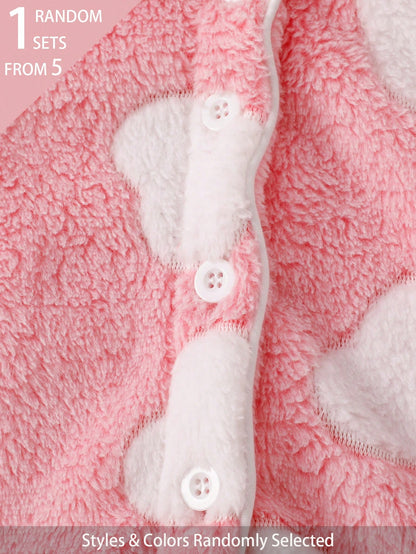 2pcs Newborn Baby Girls' Cute Bow Pattern Long Sleeve Top And Pants Casual Comfortable Pajama Set Newborn Cute Pj Set Fall Winter