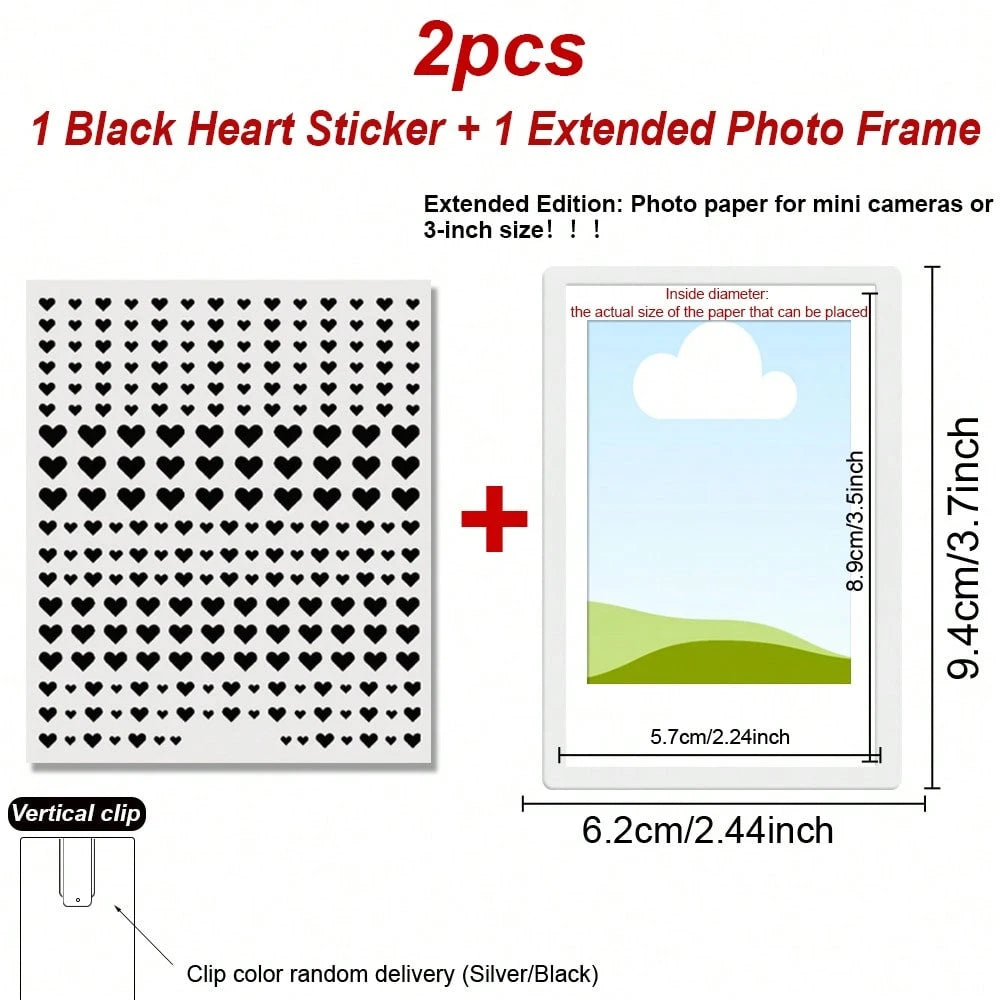 2pcs (No Need To Cut, Frame + DIY Heart Stickers Can Be Pasted On Frame Or Paper)- Car Sun Visor Photo Frame Clip, Personalized DIY Photo Frame, Car Decor, Couple/Family/Pet Memorial Photo Frame, Cli