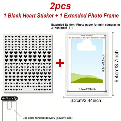 2pcs (No Need To Cut, Frame + DIY Heart Stickers Can Be Pasted On Frame Or Paper)- Car Sun Visor Photo Frame Clip, Personalized DIY Photo Frame, Car Decor, Couple/Family/Pet Memorial Photo Frame, Cli